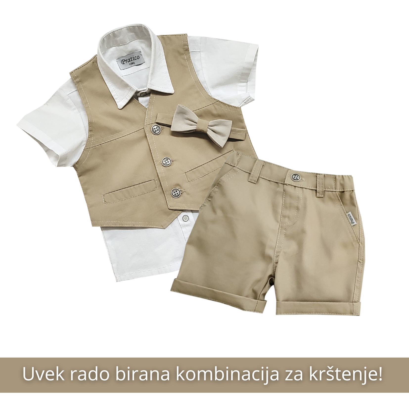 Bež/beli letnji komplet za male dečake